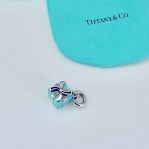 Tiffany & Co. Blue Box Enamel Pendant Charm Sterling Silver